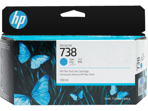 Mực in HP 738 Cyan 130ml (498N5A) – Mực in chính hãng cho máy in HP DesignJet