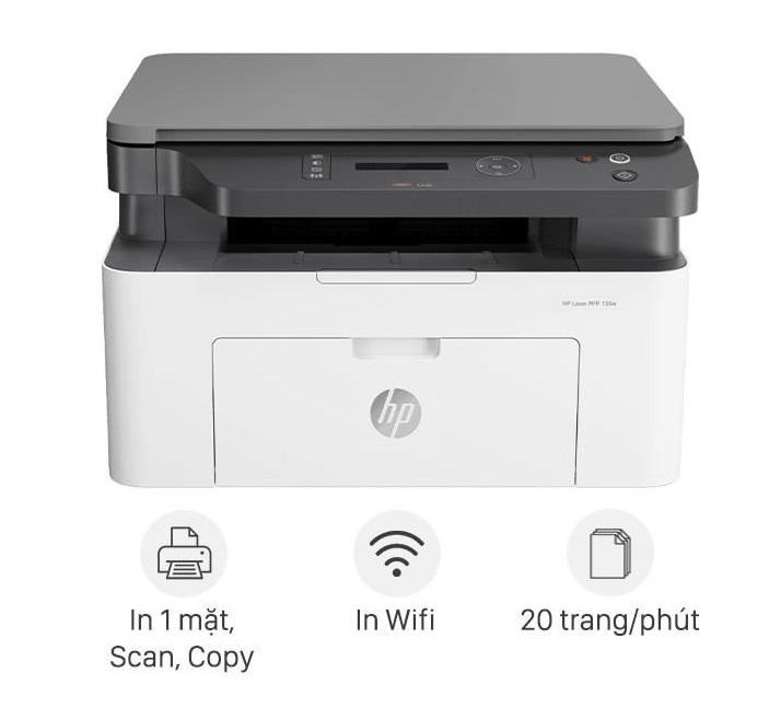 Máy in laser đa năng HP Laser MFP 136w WiFi (4ZB86A)
