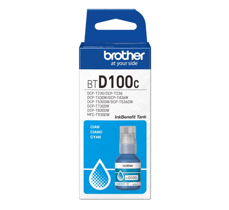 Mực in phun màu xanh Brother BTD100C Cyan Ink bottle (BTD100C)