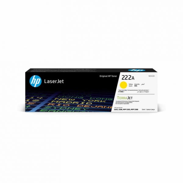 HP 222A Yellow Original LaserJet Toner Cartridge (W2222A)