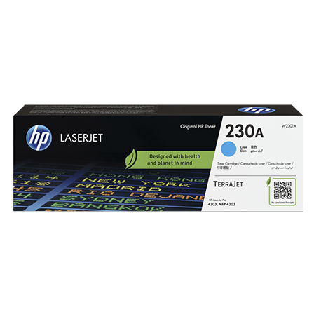 HP 230A Cyan Original LaserJet Toner Cartridge (W2301A)