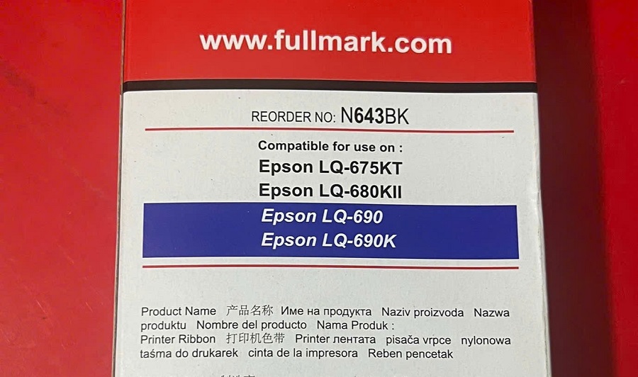 Ruy băng Fullmark dùng cho máy in kim Epson LQ-680K III – In sắc nét, bền màu, tương thích hoàn hảo, chính hãng Fullmark